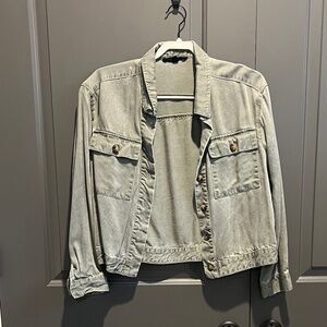 Jane and Delancey Lyocell Button Front Jacket Sunwashed Green-Size Medium